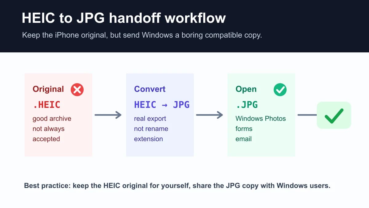 iPhone 相片在 Windows 上使用的 HEIC 轉 JPG 工作流程